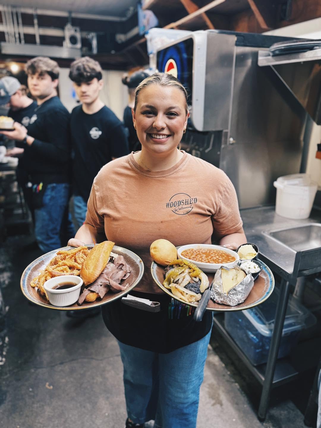 Woodshed server carrying generous  meals